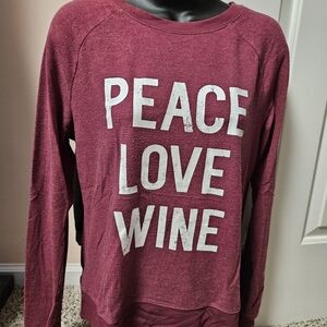 PEACE LOVE WINE FLEECE CREWNECK SWEATSHIRT